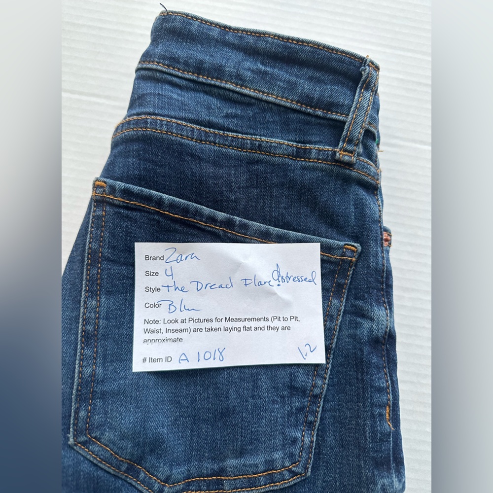 Zara‎ Women's Jeans 4 The Dreed Flare Button Down Fly Button Raw Hem - Picture 8 of 8